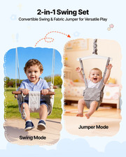 Toddler Swing and Jumper, 2 in 1 Swing Set and Bouncer, Gray