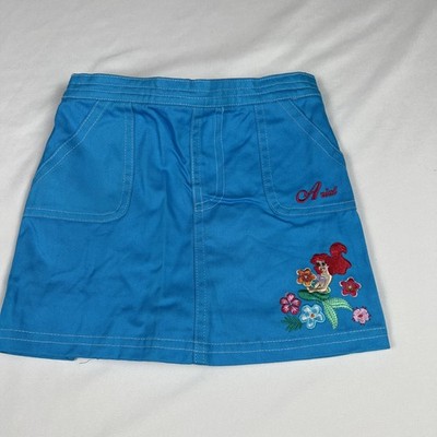 Disney Ariel Shorts Blue Embroidery Y2K Toddler Girls Size 24M