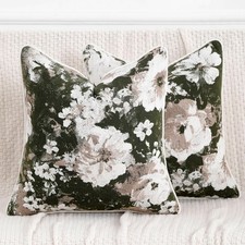 Vintage Floral Throw Pillow Covers 18x18 Set of 2 Neutral Boho Farmhouse Soft...