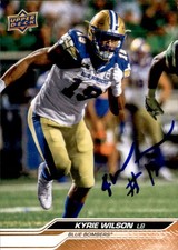 Kyrie Wilson Signed 2024 Upper Deck CFL Football card Winnipeg Blue Bombers