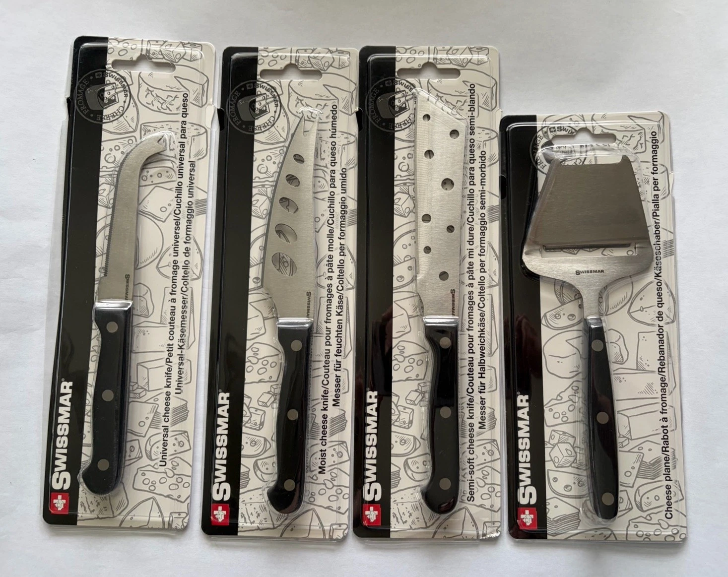 Swissmar Cheese Knife Set 4Pc Universal Moist Semi-Soft Plane Stainless Steel