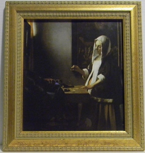 VERMEER - "FRAUEN HALTEN EIN BALANCE" REPRODUKTION - Bild 4 von 4