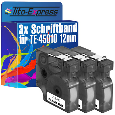 3x Schriftband für Dymo 45010 LabelManager 100 120P 150 160 200 450 500TS 350