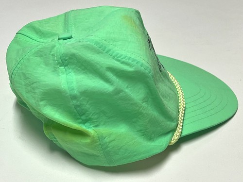 Vintage Peach Bowling Center Montrose CO Snapback Hat Cap Rope Brim Neon Green - Picture 3 of 8