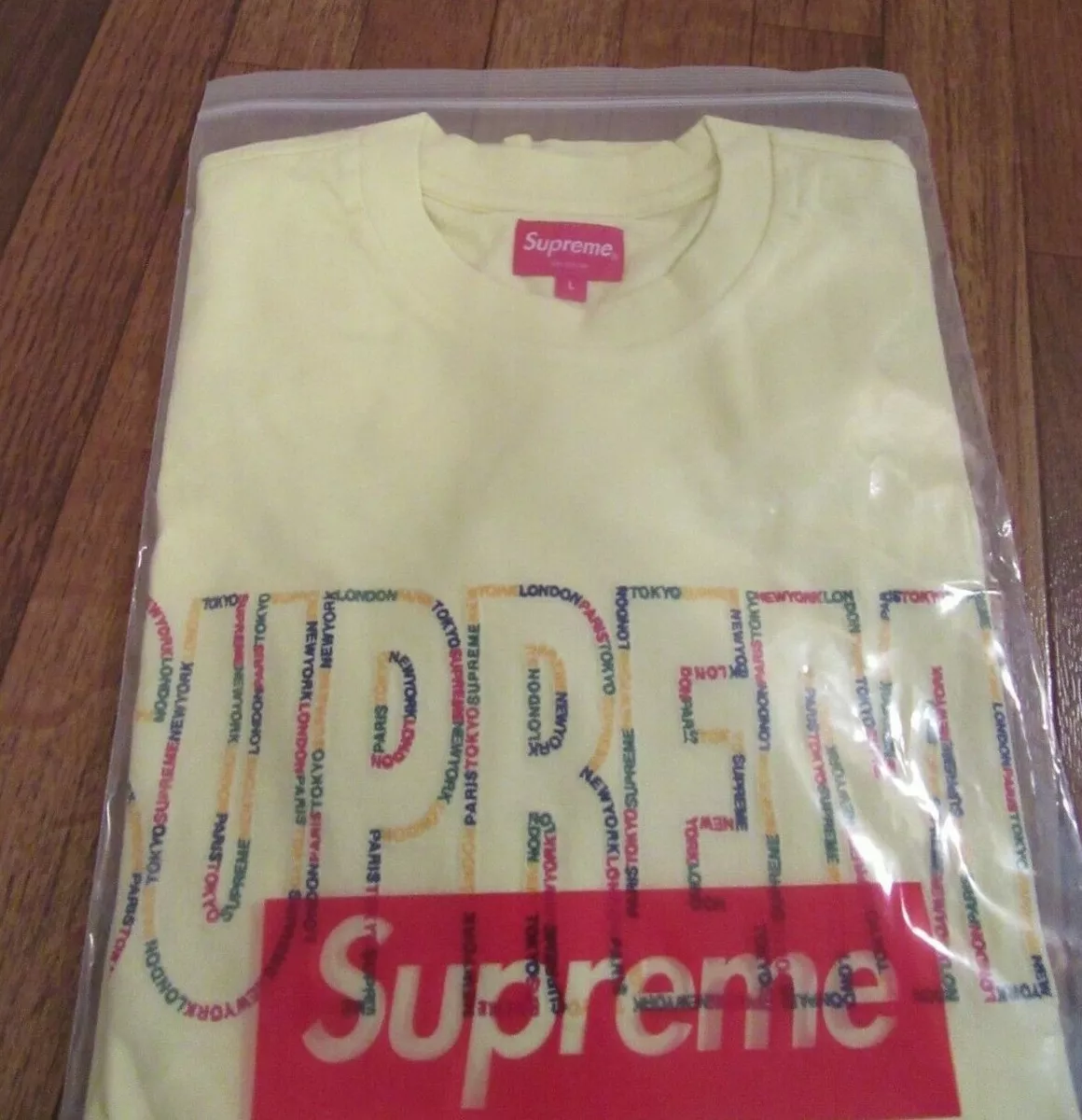 Supreme International L/S Tee T-Shirt Size Large Pale Yellow SS19KN66 SS19  DS