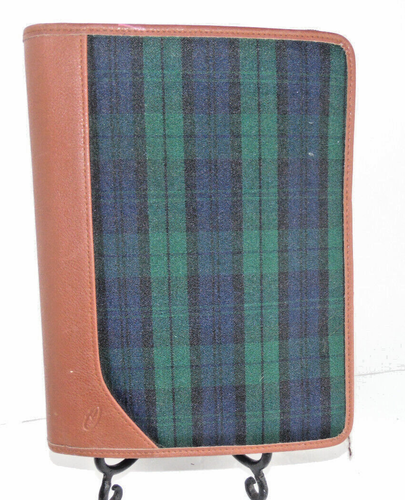 At- A- Glance Portfolio Binder Organizer Blue Green Tartan Plaid Zipper 3-ring