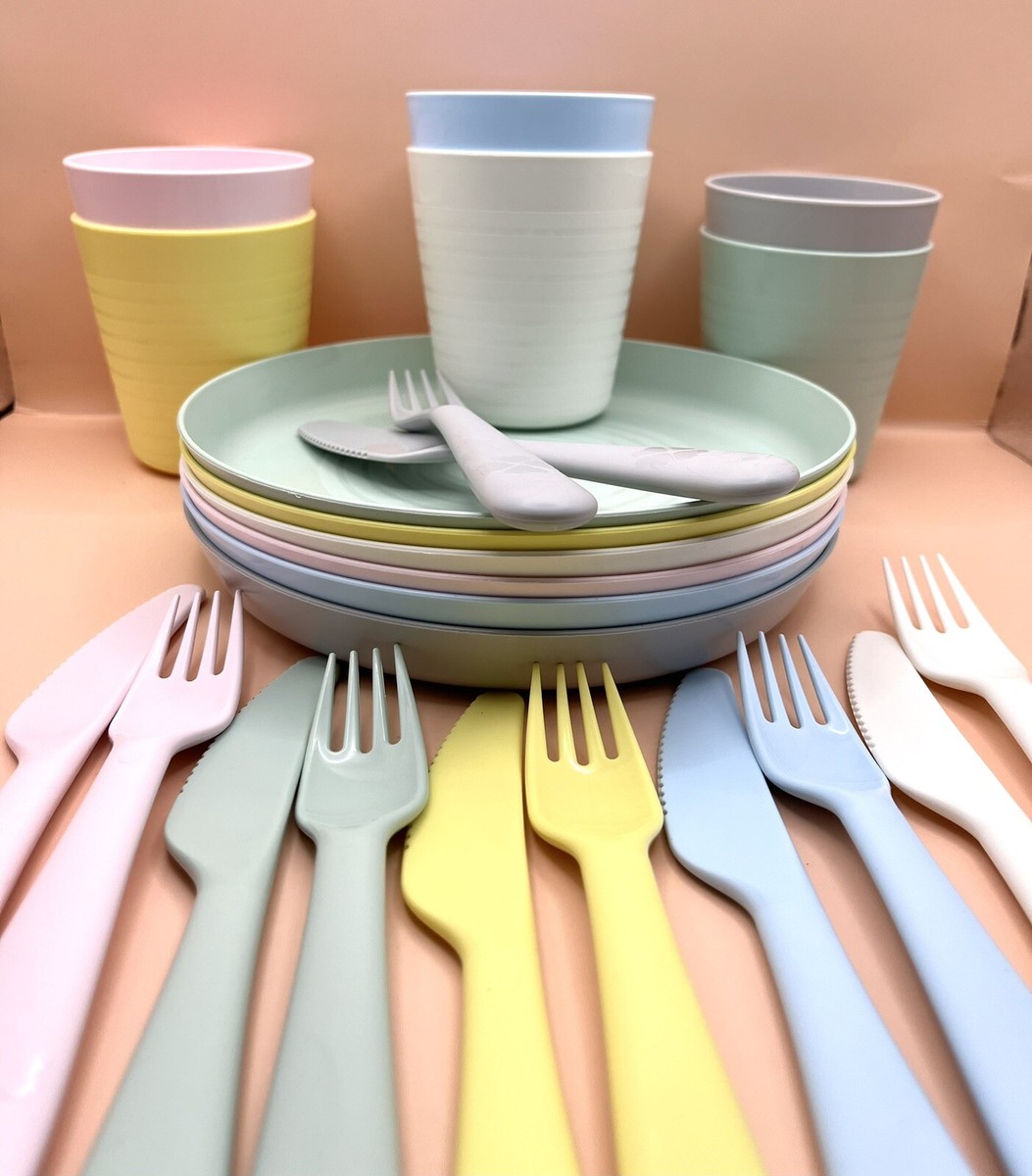 Children Colour Plastic Cutlery Set for KIDS IKEA Knifes Forks