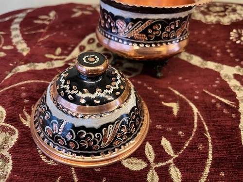 Copper Sugar Bowl with Lid, Decorative Bowl, Candy Dish, Solid Copper Candy Bowl - Picture 8 of 10