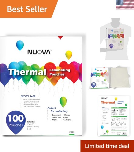 Durable 3 Mil Thermal Laminating Pouches - 9 x 11.5 Inch, 100 Sheets Value Pack