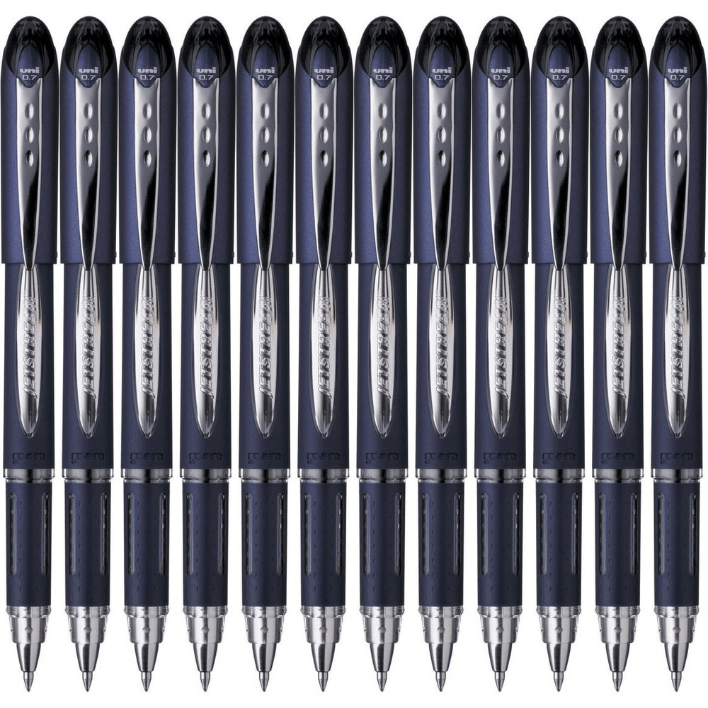 NEW 12x Uni-Ball SX217 Jetstream Rollerball Pen Fine 0.7mm Black Box Cap