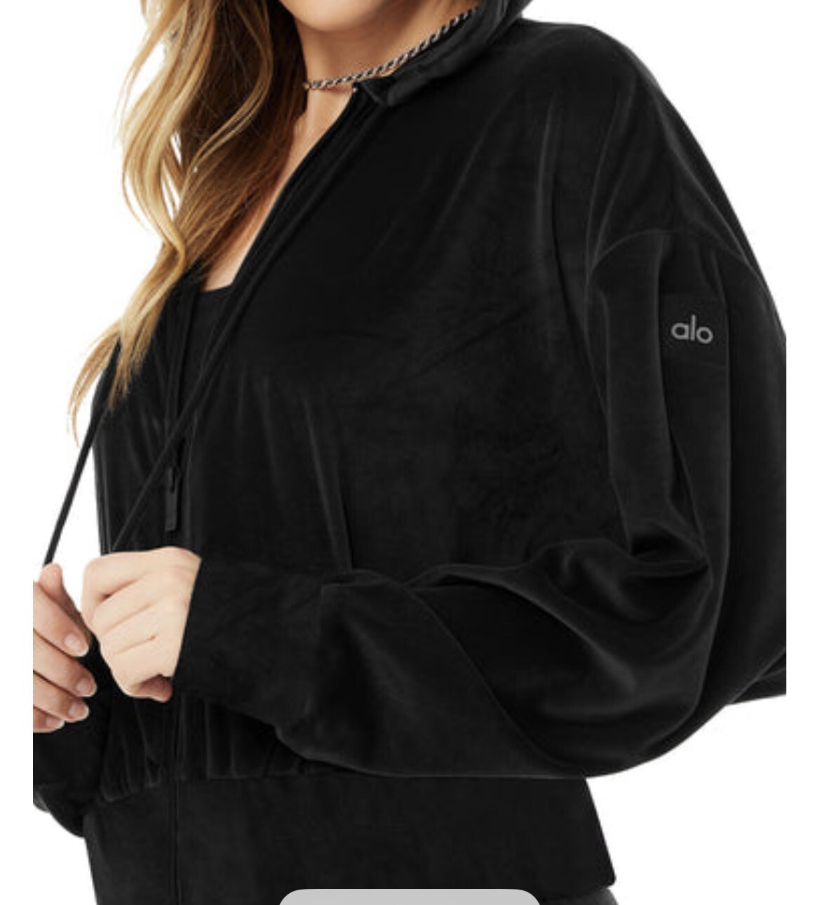 NWT ALO Yoga Velour Glimmer Full Zip Hoodie, M, Black MSRP 158 eBay