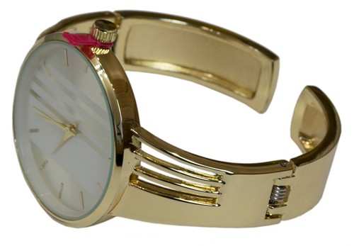 Blekon Collections Quartz Women's Elegant Striped Design Dial Cuff Bangle Watch - Picture 24 of 40