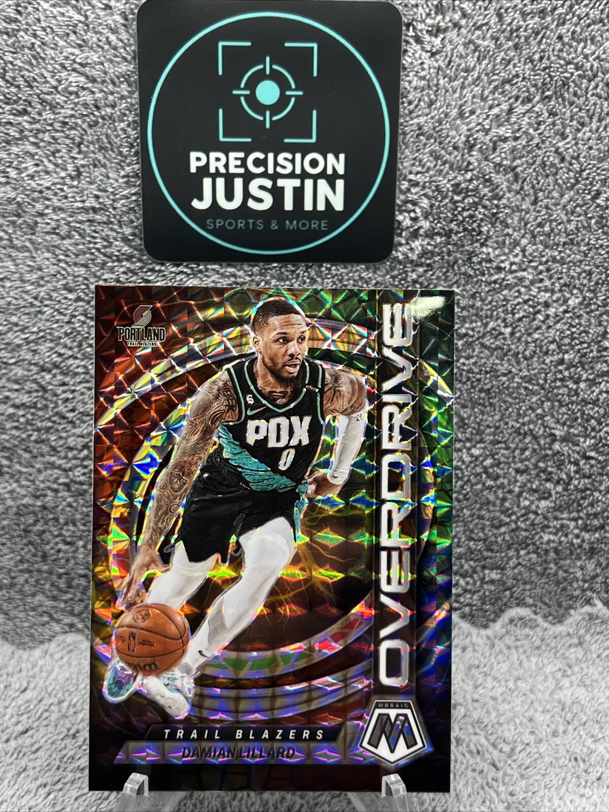 2022-23 Mosaic Damian Lillard Overdrive Mosaic Prizm #20 Trailblazers
