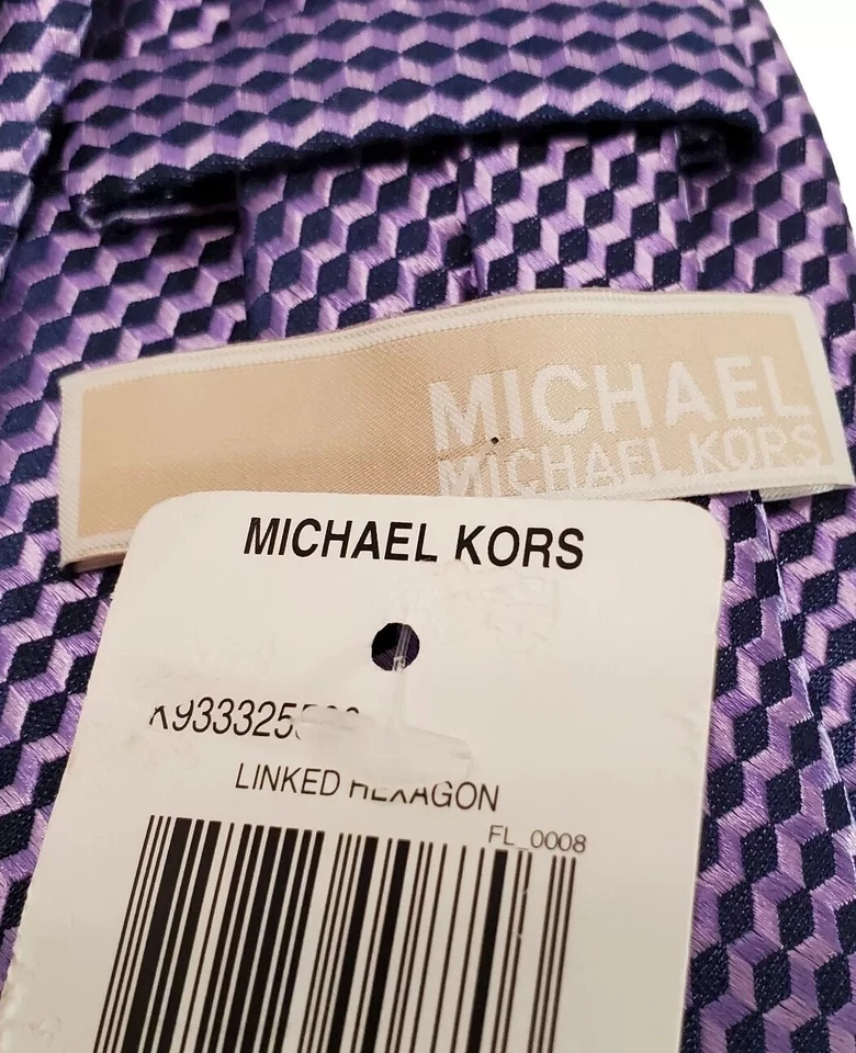 Corbata Michael Kors Púrpura Geométrica Seda Cuello Corbata Tela Jacquard Foto 3 de 4