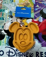 Japan Tokyo Disney Resort Mickey Waffle Bag Charm Keychain pouch Limited