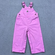 Carhartt Overalls Bib Pink Heart Button Canvas Cotton Toddler Size 24M READ