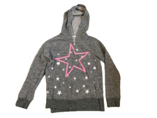 SO Perfect Zip-Up Hoodie Size 14 Gray Lightweight Stars Girls Youth