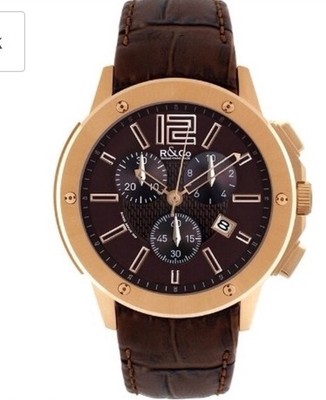 R\u0026Co Rotary Mens Brown Dial Chronograph 