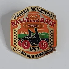 June 1997 Rally and Race Motorcycles AMA Lapel Hat Pin Laconia New Hampshire