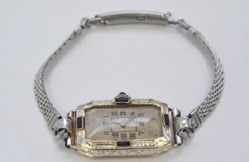 W521- Ladies Art Deco GENEVA 18k White Gold Watch - Picture 2 of 3