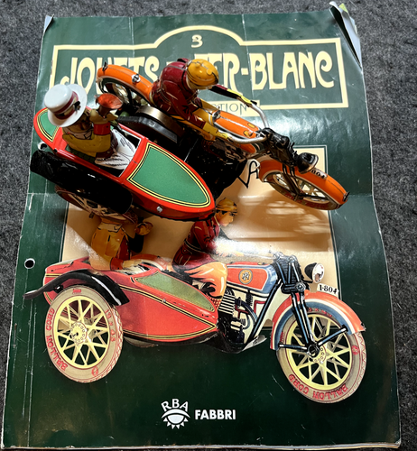 VINTAGE JOUETS EN FER-BLANE CLOCKWORK TUT-TUT MOTORCYCLE & SIDE-CAR VGC - Picture 2 of 11