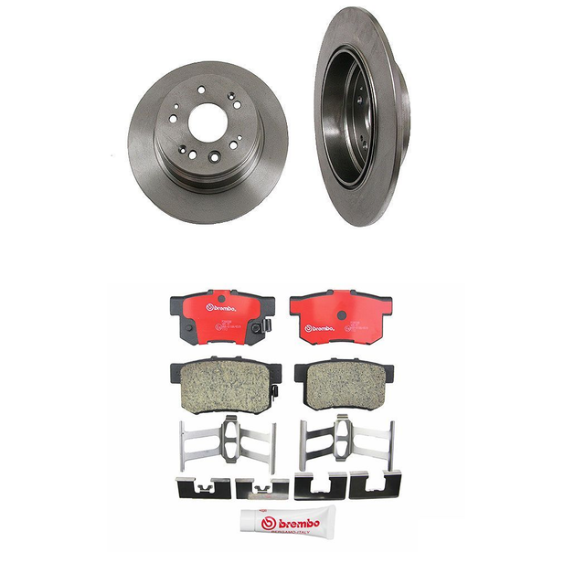 2 brembo REAR Rotors BACK Disc Brakes Brake Rotor Pad Set Kit for Honda