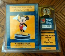 Lorus Lite Disney VINTAGE MICKEY MOUSE Watch W/LIGHT BOX W/FIGURINE NEW IN BOX