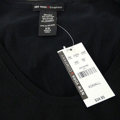 New York & Co Knit Top Sweater Women Size XS Black SILK Blend Sleeveless NEW - Picture 3 of 7