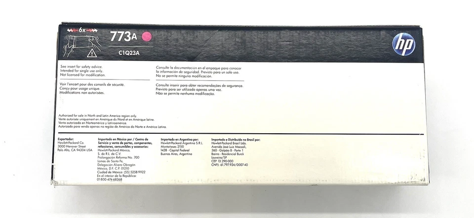 HP новый в заводской упаковке 773A C1Q23A пурпурный 775 мл струйный картридж срок годности 3/21/18 - Изображение 4 из 4