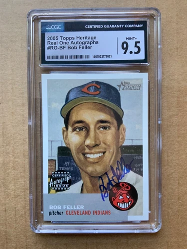 2005 Topps Heritage Real Ones Autographs BOB FELLER Just Graded CGC 9.5 Auto 10