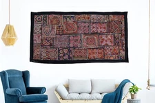 Vintage Embroidered Ethnic Wall Décor Tapestry Fine Zari Hand work Wall Hanging