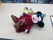   Disney Parks Fantasia Mickey Mouse Sorcerer Plush 12" Stuffed Animal w/ Broom