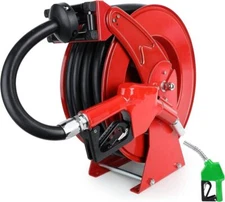 Retractable Fuel Hose Reel with Auto Fueling Nozzle 3/4" x 50FT Diesel Hose Reel