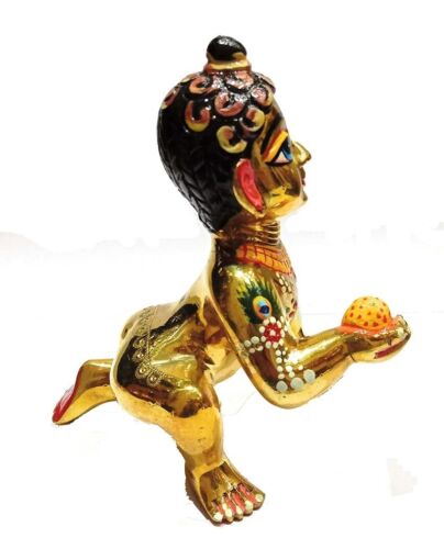 Messing LADDU Gopal handbemalt verziert Größe 3 - Bild 4 von 5