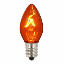 25 C7 Orange Incandescent Christmas Light Bulbs 5 Watt E12 Base