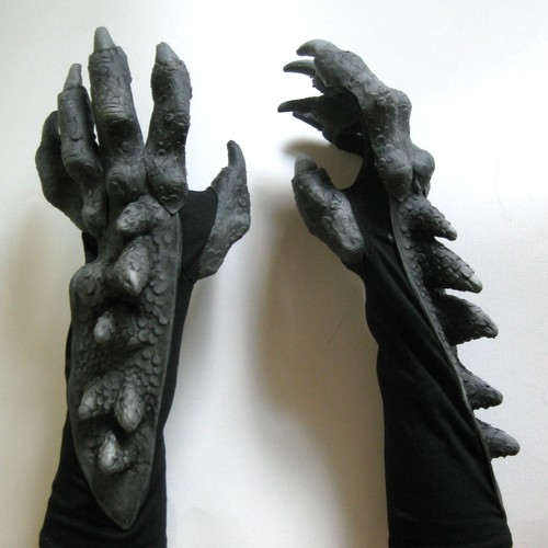 Black Dragon Claws Hands Adult Halloween Costume Gloves - Picture 2 of 4