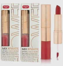 Lot of 2 Flower Beauty Mix N’ Matte Lip Duo - Full Coverage Matte LD6 RED VELVET