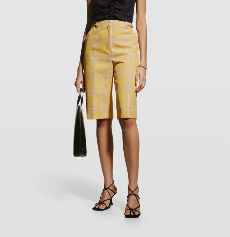 Bermudas para mujer Phillip Lim amarillas a cuadros jacquard con cinturón talla 0 $495 3.1