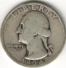 USA - 1934P - Washington ¼ $ - Silver Eagle - Low Mintage - #12791RG