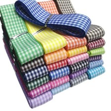 50yards Assorted 25 Colors Gingham Ribbon Craft DIY Gift Packing Hair Bow Acc...
