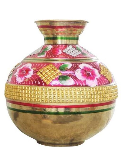 Brass Matka Gagar Pot Lota Kalash 9.5 Liter - 10.5*10.5*11.7 inch - Picture 3 of 4