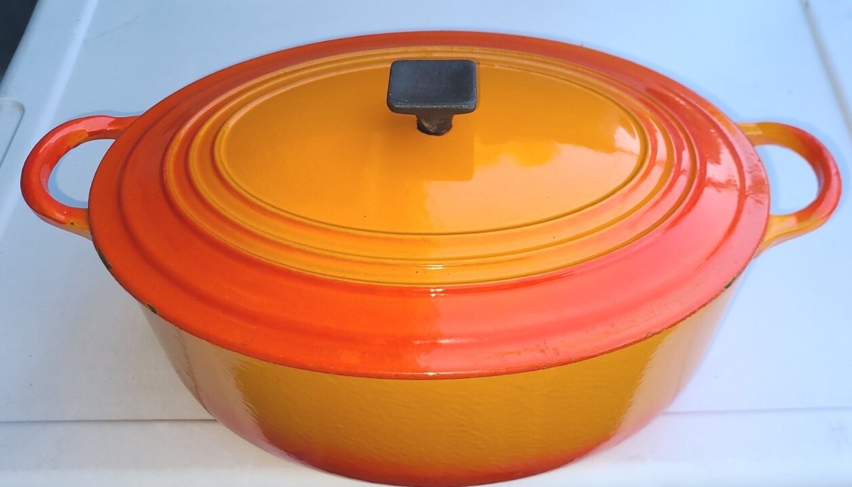 ANTIQUE VERY Rare Le Creuset 3.5 Quart D Dutch Oven Flame Orange