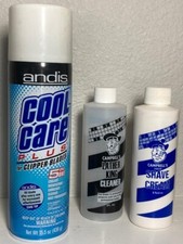 Andis Cool Care Clipper Blade Spray Bundled w/Cambell's Shave Cream Concentrate 