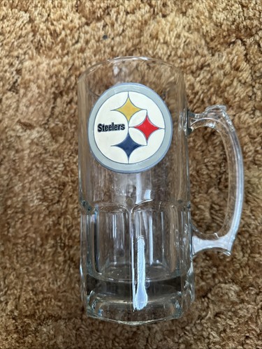 Pittsburgh STEELERS ☆Medallion☆ HUGE 32 oz King Size Heavy Glass Beer Stein Mug - Picture 2 of 7