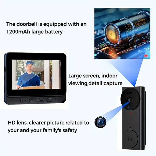 Wireless Video Door Bell Audio Intercom System Monitor Doorbell Camera Kit - Picture 5 of 11