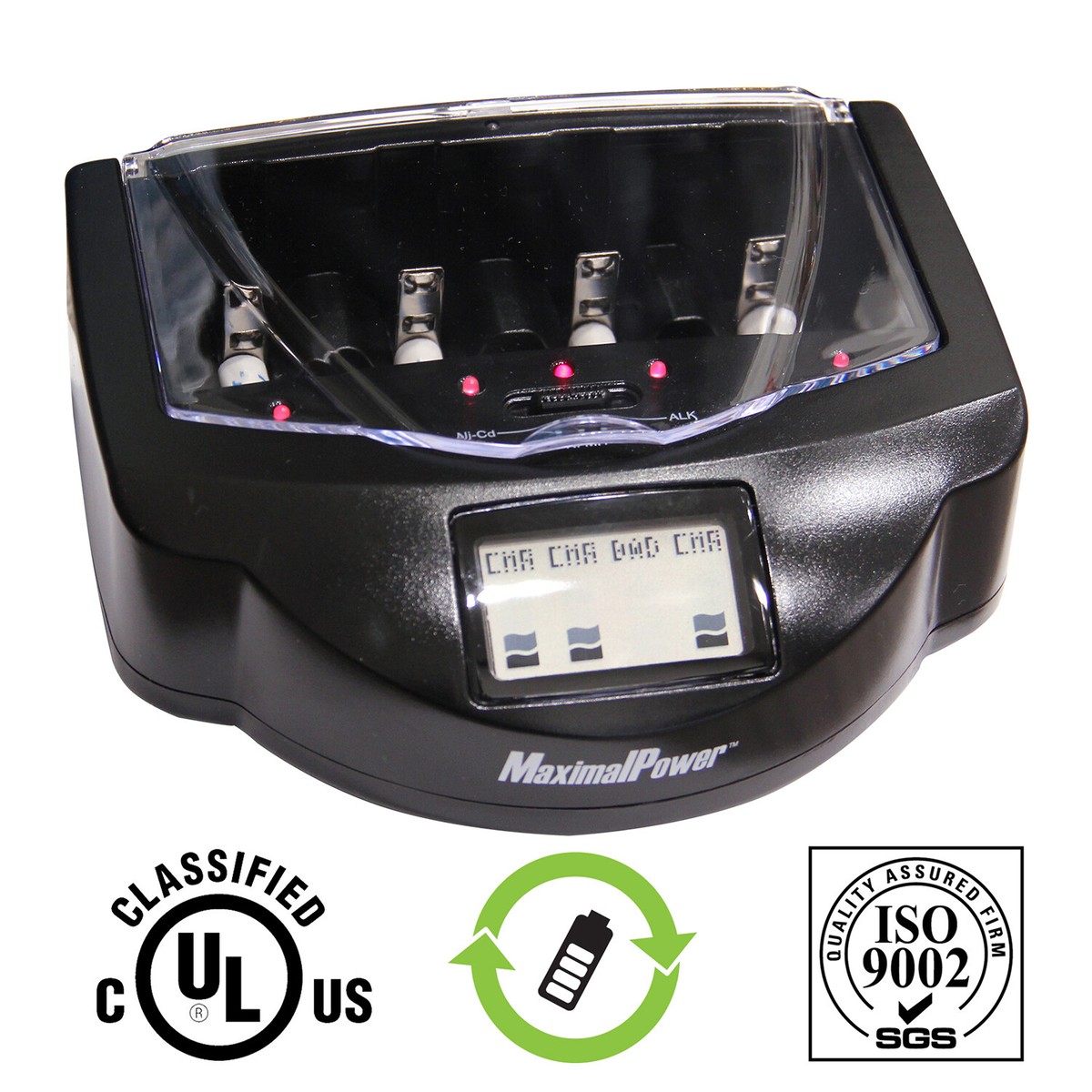 BONAI Cargador de batería inteligente LCD para baterías recargables C D AA AAA 9V NiMH NiCD con