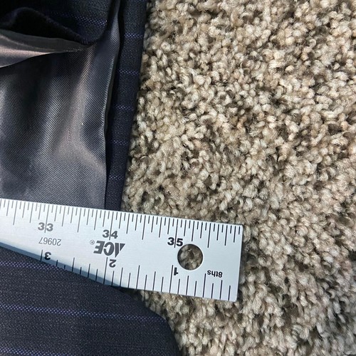 Tallia Blazer Men's 56 Black Striped Long 100% Wool Single Breasted Sport Coat - Picture 4 of 9