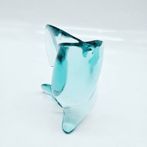 Statuina vetro cristallo turchese pesce forma libera Baccarat 4,5" Francia DANNEGGIATA - Foto 5 di 9