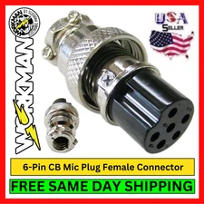 Workman C6 6-Pin CB Mic Plug Female Connector Replacement for CB & Ham Radios