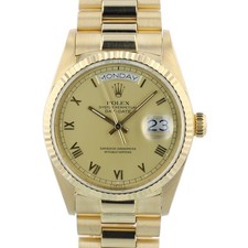 Rolex Day Date 18038 36 mm Gilt Roman Dial 18ct Yellow Gold 1986 Vintage Watch